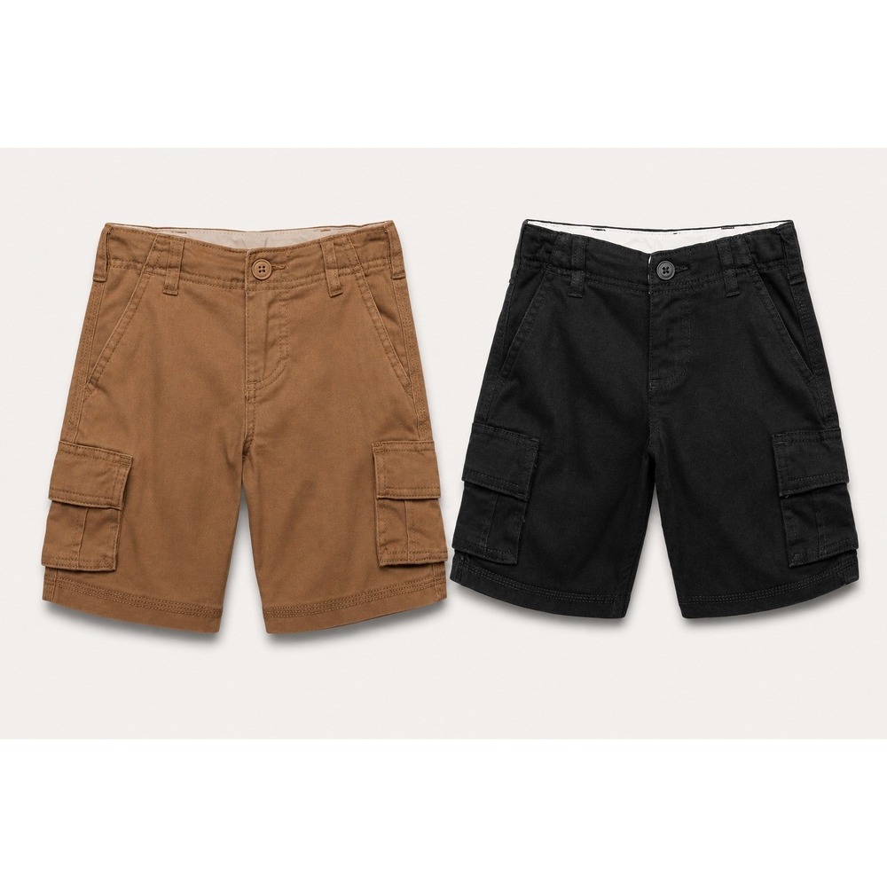 Wonder Nation Boys Twill Cargo‎ Shorts Lot of 2 Black Brown Size 5 NWT